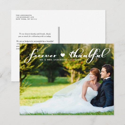 Foto bruiloft bedankt Briefkaart (Voorkant / Achterkant)
