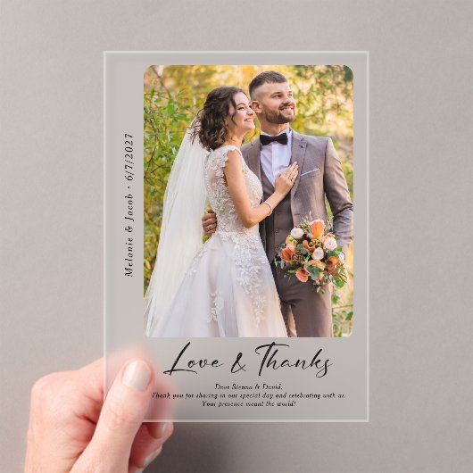 Foto bruiloft Bedankt Frosted Acryl Uitnodigingen (Insitu (Draagbaar))