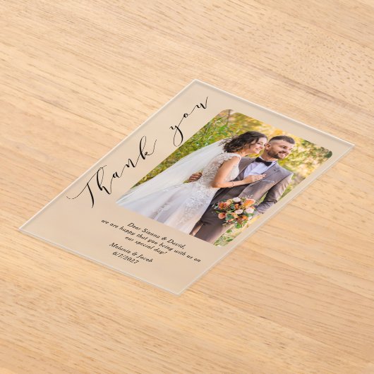Foto bruiloft Bedankt Frosted Acryl Uitnodigingen (Laagn)