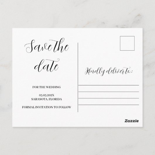 Foto Bruiloft Bewaar de datum Briefkaart (Achterkant)