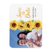 Foto Bruiloft Bewaar de datum Geel Zonnebloem Magneet (Verticaal)