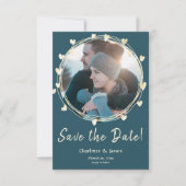 Foto Bruiloft Bewaar de datum Gouden Harten Save The Date (Voorkant)