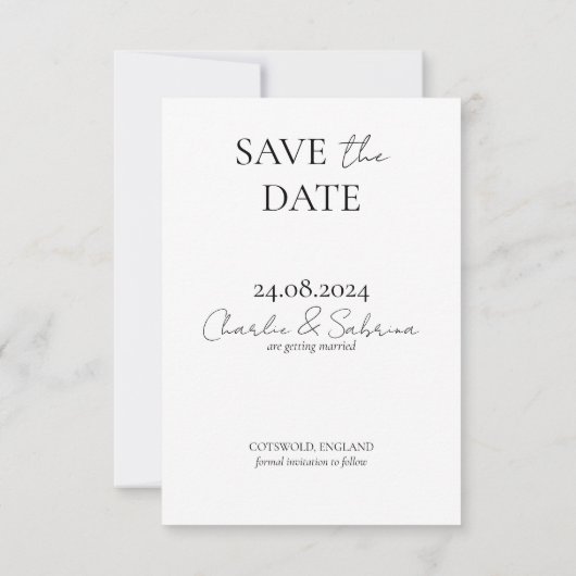 Foto Bruiloft Bewaar de Datum Uitnodiging Sjabloon (Achterkant)