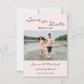 Foto bruiloft, Blush roze, groen, sparen de datum Save The Date (Voorkant)
