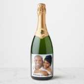 Foto Bruiloft Bruids Party Verloving Jubileum Sparkling Wijnetiket (Voorkant)