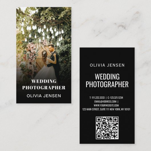 Foto Bruiloft Collage Fotograaf QR Code Lijst Visitekaartje (Voorkant / Achterkant)