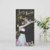 Foto Bruiloft Dank Je Zomer In Bloei Bedankkaart (Staand voorkant)