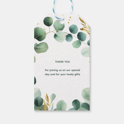 FOTO bruiloft dank u eucalyptus laat cadeau Cadeaulabel (Achterkant)