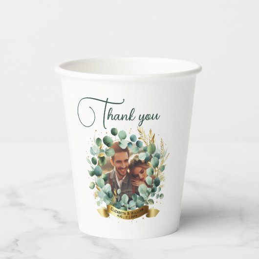 FOTO bruiloft dank u eucalyptus laat cadeau Papieren Bekers (Voorkant)