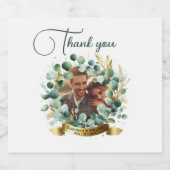 FOTO bruiloft dank u eucalyptus laat cadeau Sparkling Wijnetiket (Enkel label)