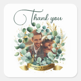 FOTO bruiloft dank u eucalyptus laat cadeau Vierkante Sticker