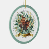 FOTO bruiloft dank u eucalyptus laat gunst Keramisch Ornament (Rechts)