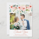 Foto bruiloft dank u kaart perzik witte bloem (Voorkant)