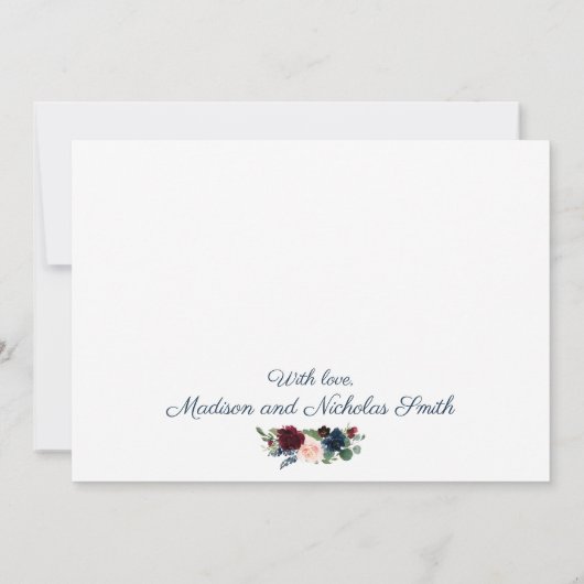 Foto Bruiloft Dank u Kaarten Marine Marsala Bloeme (Achterkant)