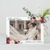 Foto Bruiloft Dank u Kaarten met Marsala Bloemen (Staand voorkant)