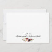 Foto Bruiloft Dank u Kaarten met Marsala Bloemen (Achterkant)