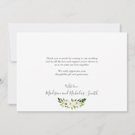 Foto Bruiloft Dank u Kaarten met Witte Bloemen (Achterkant)