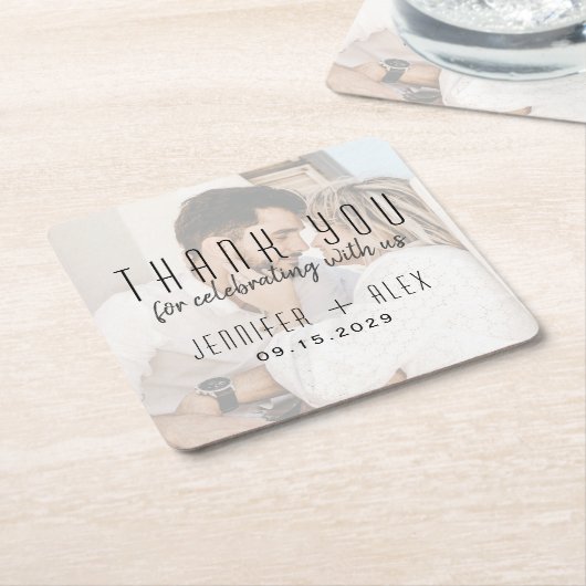 Foto bruiloft Dank u Onderzetter (Schuin)