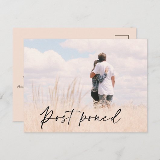 Foto Bruiloft Datum Uitstel Aankondiging Briefkaart (Voorkant / Achterkant)