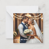 Foto bruiloft eenvoudig script dank u kaart opmerk notitiekaartje (Voorkant)