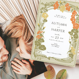 Foto Bruiloft Elegant Bloemen Nuptial Herfst Blade Kaart