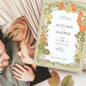 Foto Bruiloft Elegant Bloemen Nuptial Herfst Blade Kaart