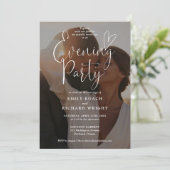 Foto Bruiloft Elegante Script Avondfeest Kaart (Staand voorkant)