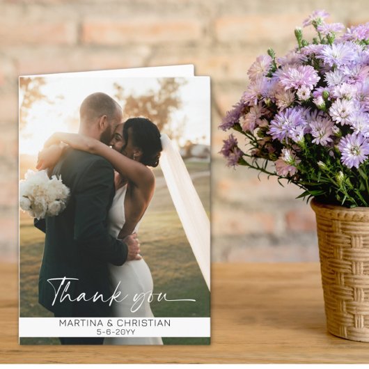 Foto bruiloft gevouwen bedankkaart