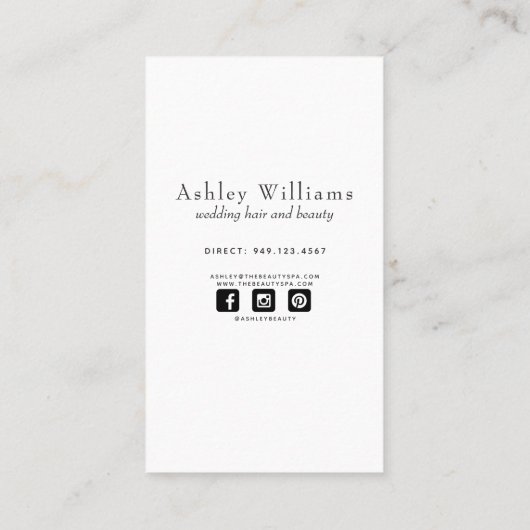 Foto Bruiloft Haar & Make-up Visitekaartje (Achterkant)