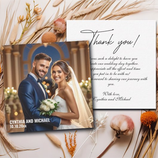 Foto bruiloft handgeschreven bedankbriefje notitiekaartje
