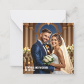 Foto bruiloft handgeschreven bedankbriefje notitiekaartje (Voorkant)