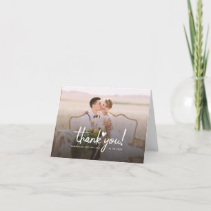 Foto bruiloft handgeschreven script Custom Bedankkaart
