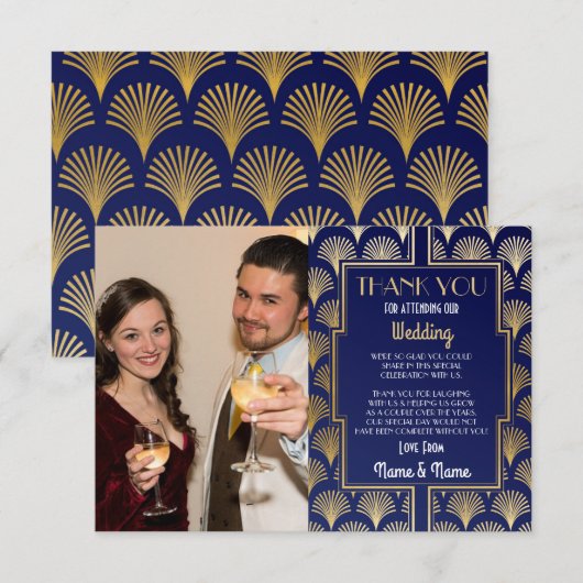 Foto bruiloft Hartelijk dank Art Deco 1920s Party Bedankkaart (Voorkant / Achterkant)