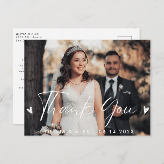 Foto bruiloft Hartelijk dank Briefkaart (Voorkant / Achterkant)