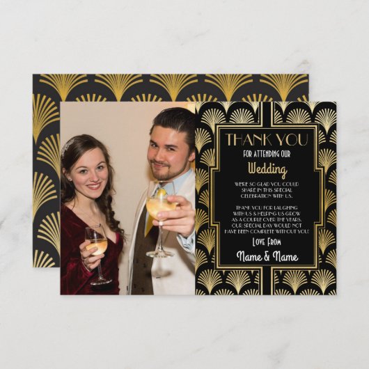 Foto bruiloft Hartelijk dank Verloving 20s Partij Bedankkaart (Voorkant / Achterkant)