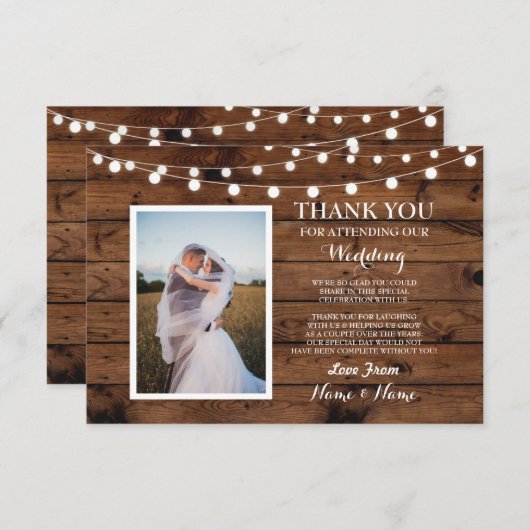 Foto bruiloft Hartelijk dank Verloving Hout Light Bedankkaart (Voorkant / Achterkant)