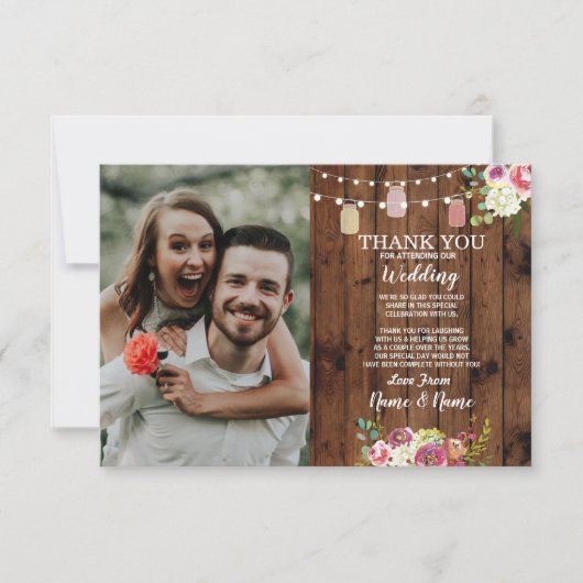 Foto bruiloft Hartelijk dank Verloving Jars Wood Kaart (Voorkant)