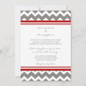 Foto bruiloft Invitaties Gray Red Chevron Kaart (Achterkant)