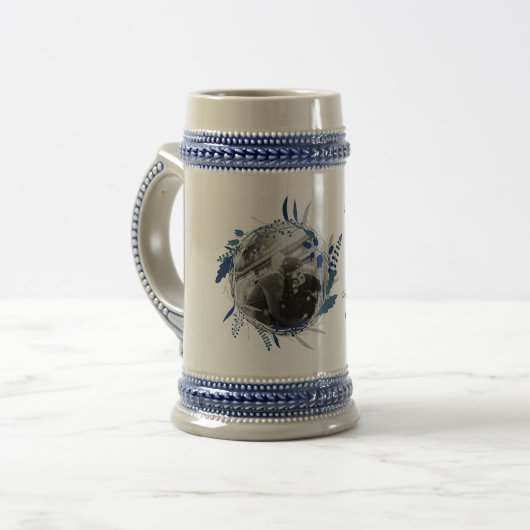 FOTO Bruiloft Jubileum Gift - Modern Trendy Bierpul (Voorkant links)