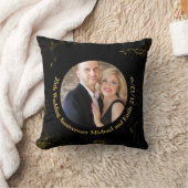 FOTO Bruiloft Jubileum Zwart Goud Marmeren Kussen (Deken)