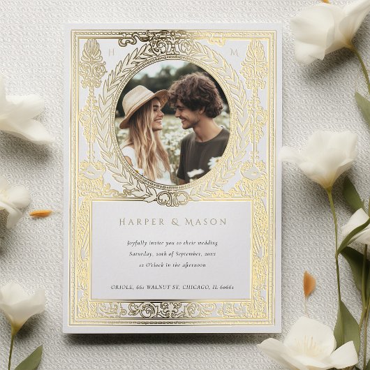  foto bruiloft  Laurel Folie Uitnodiging