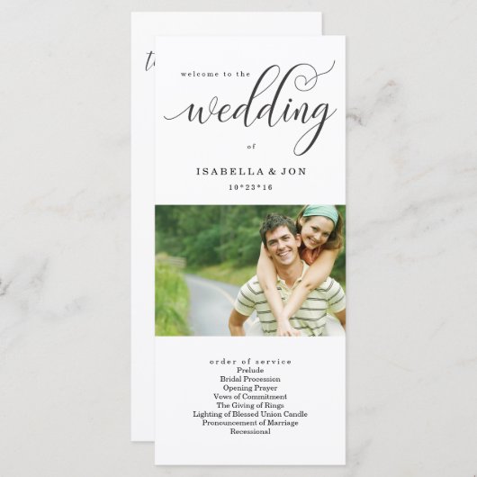 Foto bruiloft massa / ceremonie programma fan programmakaart (Voorkant / Achterkant)