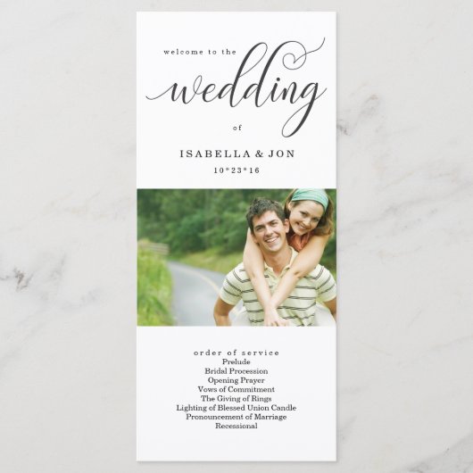 Foto bruiloft massa / ceremonie programma fan programmakaart (Voorkant)