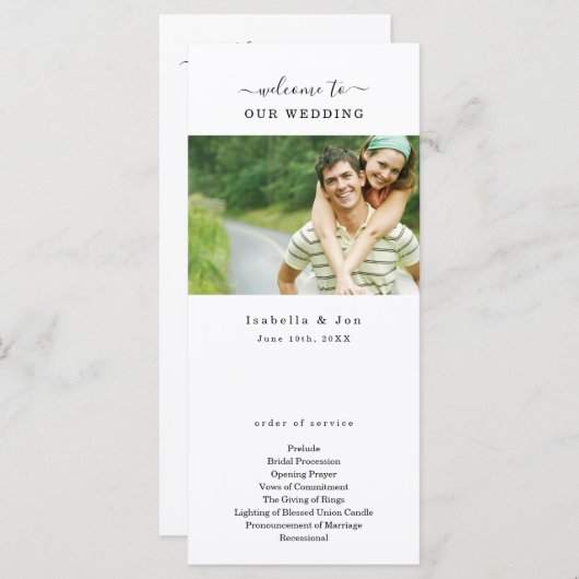 Foto bruiloft massa / ceremonie programma fan programmakaart (Voorkant / Achterkant)