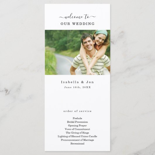 Foto bruiloft massa / ceremonie programma fan programmakaart (Voorkant)