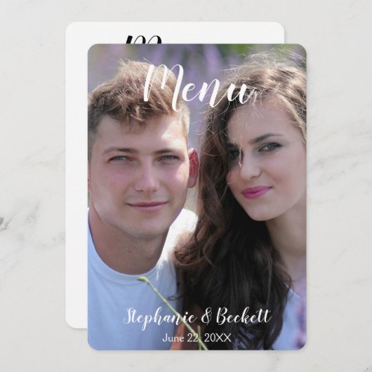 Foto Bruiloft Menu Kaart (Voorkant / Achterkant)