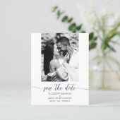 Foto bruiloft Navy Blue Save the Date (Staand voorkant)