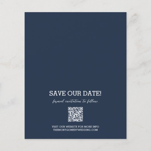 Foto bruiloft Navy Blue Save the Date (Achterkant)