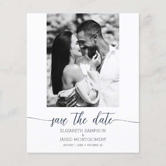 Foto bruiloft Navy Blue Save the Date (Voorkant)