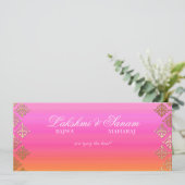 Foto bruiloft Noite Indian Pink Oranje Gold Save The Date (Staand voorkant)